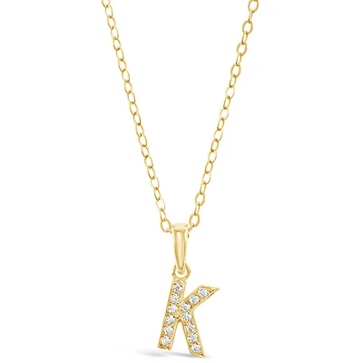Gold Plated Sterling Silver Cubic Zirconia Initial K Necklace 147942