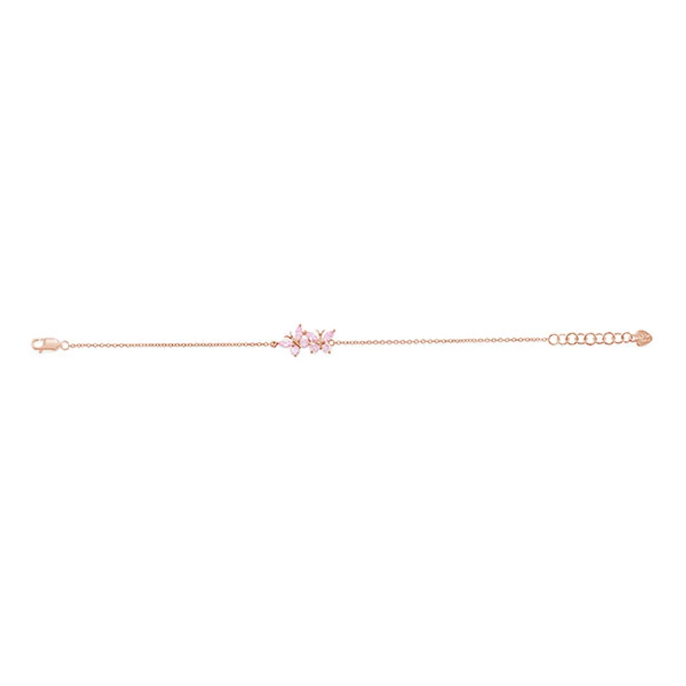 Rosegold Plated Sterling Silver Cubic Zirconia Butterfly Bracelet 146389