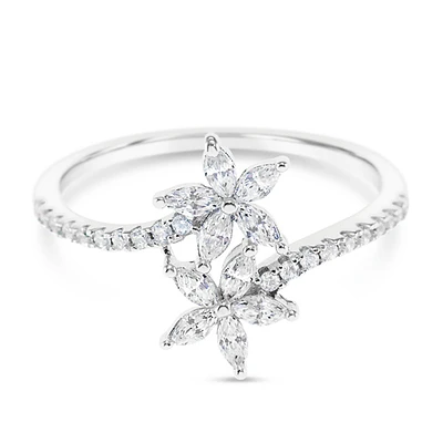 Sterling Silver Flower Cubic Zirconia Ring 153106