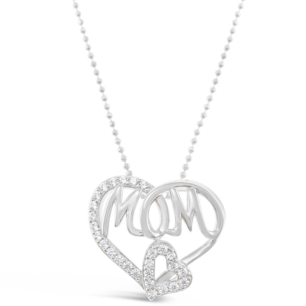 Sterling Silver Cubic Zirconia Mom Necklace