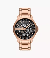 Armani Exchange Automatic Rose Gold-Tone Stainless Steel Watch 153939