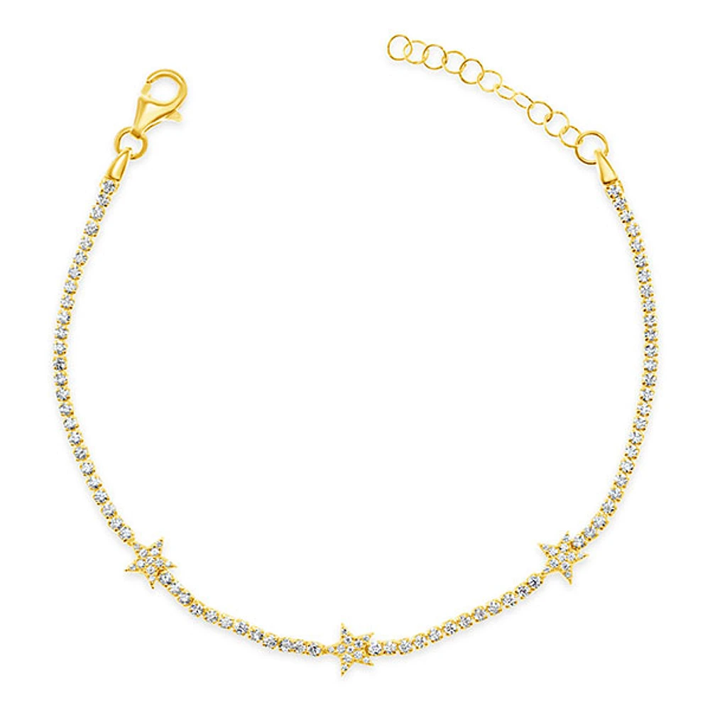 Gold Plated Sterling Silver Cubic Zirconia Star Bracelet 149867