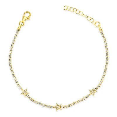 Gold Plated Sterling Silver Cubic Zirconia Star Bracelet 149867