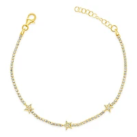 Gold Plated Sterling Silver Cubic Zirconia Star Bracelet 149867