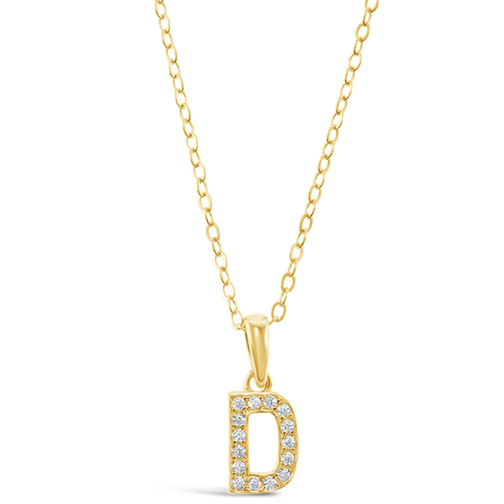 Gold Plated Sterling Silver Cubic Zirconia Initial D Necklace 147937