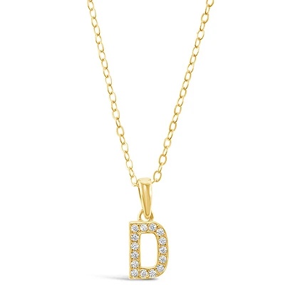 Gold Plated Sterling Silver Cubic Zirconia Initial D Necklace 147937
