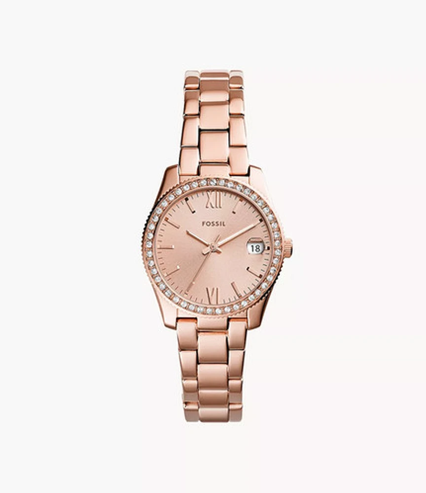 Fossil Scarlette Rose-Gold-Tone Stainless Steel Watch 130990