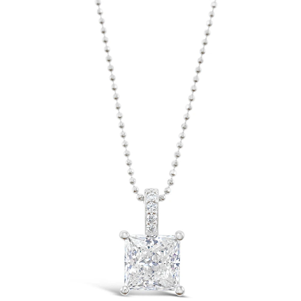Sterling Silver Square Cubic Zirconia Necklace 147705