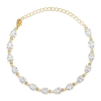 Bridal Cubic Zirconia Gold Tear Drop Bracelet 134377