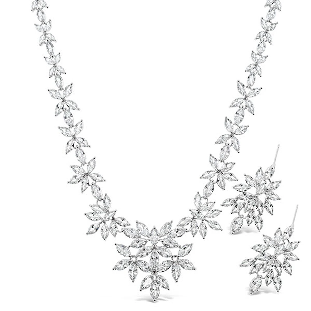 Bridal Silver Cubic Zirconia Necklace & Earrings Set