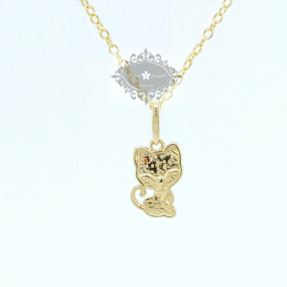10k Yellow Gold Cubic Zirconia Cat Pendant 153730