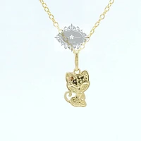 10k Yellow Gold Cubic Zirconia Cat Pendant 153730