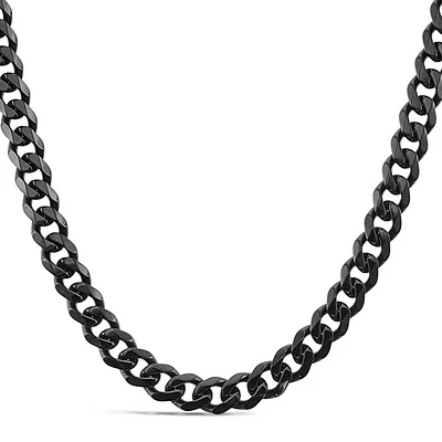 Stainless Steel 7mm Cuban Link Black 18" Chain 146590