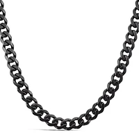 Stainless Steel 7mm Cuban Link Black 18" Chain 146590