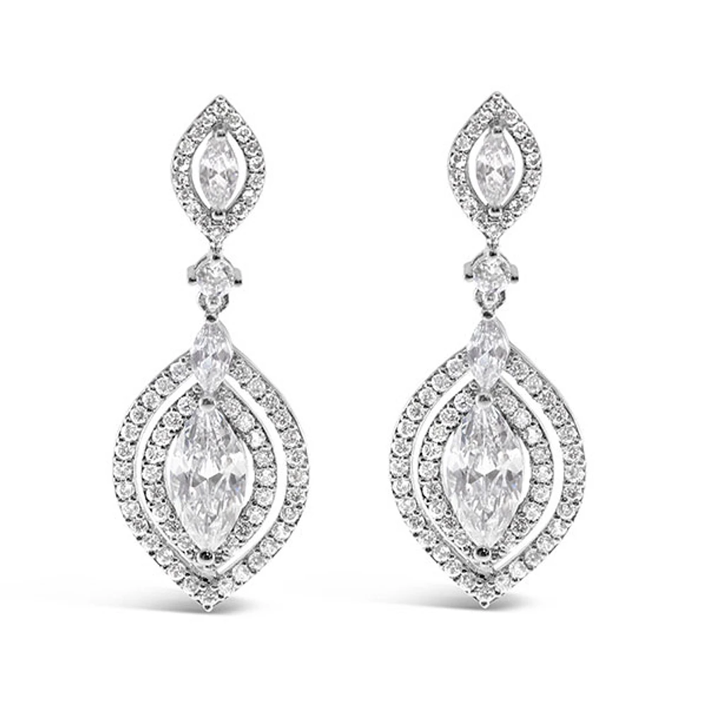 Bridal Silver Cubic Zirconia Drop Earrings 145939