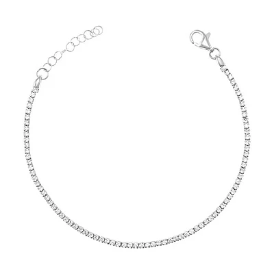 Sterling Silver 1mm Cubic Zirconia Tennis Bracelet