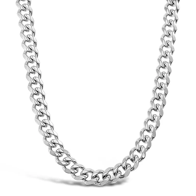 Stainless Steel Cuban Link 9mm Silver Necklace 142338