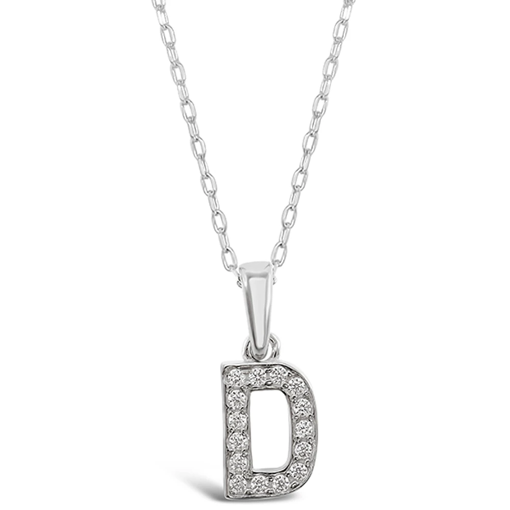 Sterling Silver Cubic Zirconia Initial D Necklace 135920