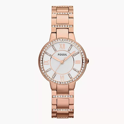 Fossil Virginia Rose-Tone Stainless Steel Watch 123680