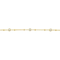 Gold Plated Sterling Silver Cubic Zirconia Beads Anklet 145113