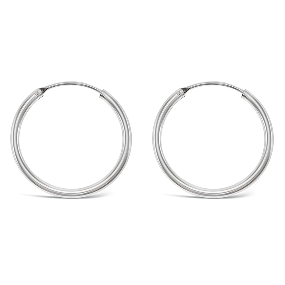 Sterling Silver Plain 25mm Hoops Earrings 141789