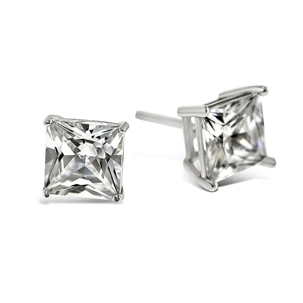 Sterling Silver Cubic Zirconia Square 6mm Studs 9001468