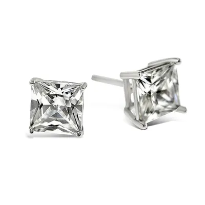 Sterling Silver Cubic Zirconia Square 6mm Studs 001468