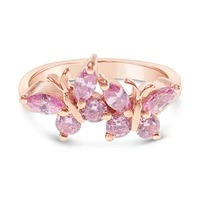 Rosegold Plated Sterling Silver Cubic Zirconia Butterfly Ring