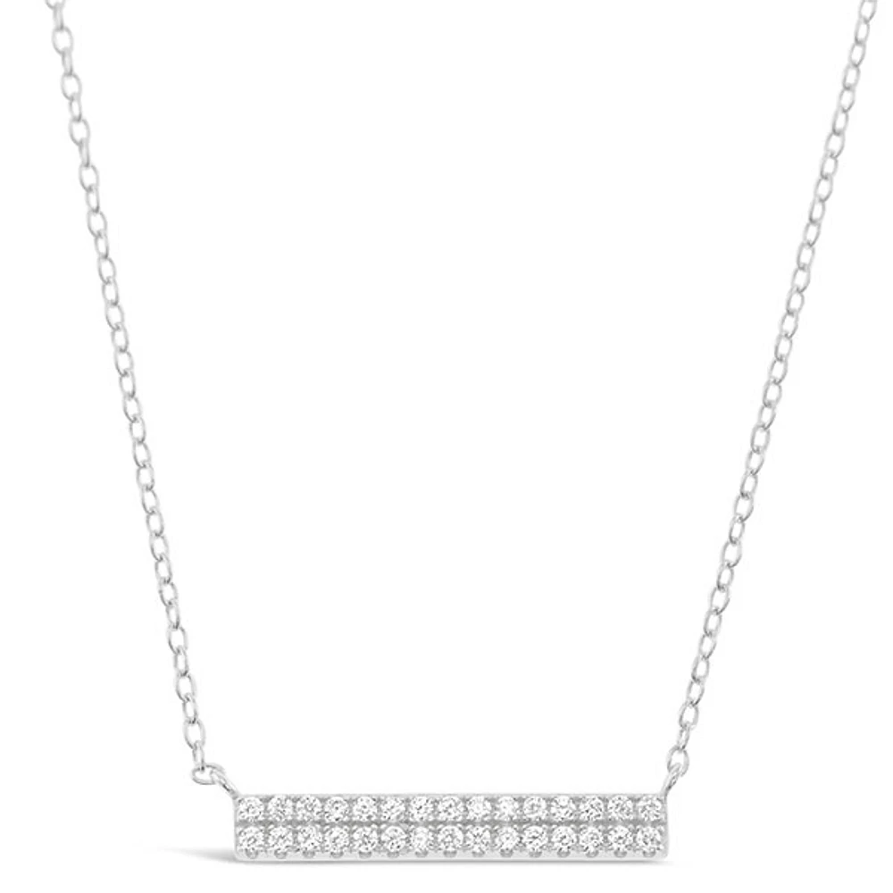 Sterling Silver Cubic Zirconia Bar Necklace 149664