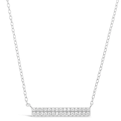 Sterling Silver Cubic Zirconia Bar Necklace 149664