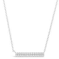 Sterling Silver Cubic Zirconia Bar Necklace 149664