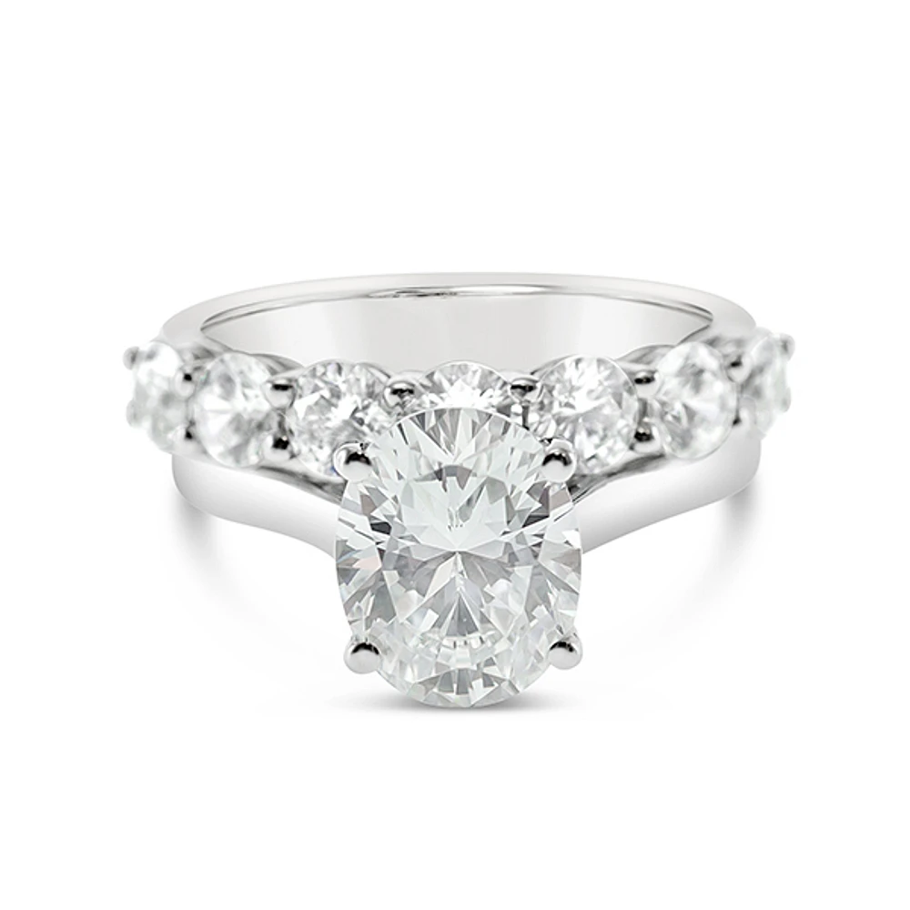 Sterling Silver Cubic Zirconia Oval Cut Set Ring 143492