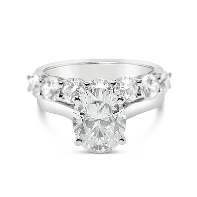 Sterling Silver Cubic Zirconia Oval Cut Set Ring 143492