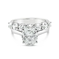 Sterling Silver Cubic Zirconia Oval Cut Set Ring 143492