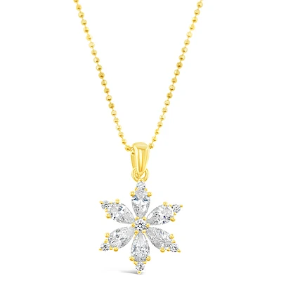 Gold Plated Sterling Silver Snow Flake Cubic Zirconia Necklace 153290