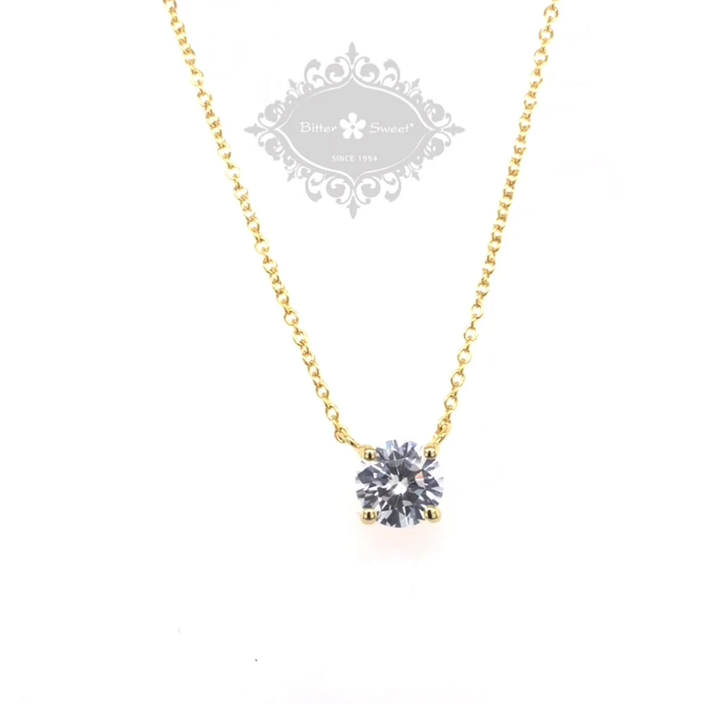 Gold Plated Cubic Zirconia Round  8 Heart 8 Arrow Cut Necklace 143475