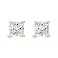 Gold Plated Sterling Silver Cubic Zirconia Princess Cut 9mm Studs 143344