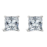 Sterling Silver Cubic Zirconia Princess Cut 9mm Studs 118051