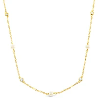 Gold Plated Sterling Silver Cubic Zirconia Pearl Necklace 152275