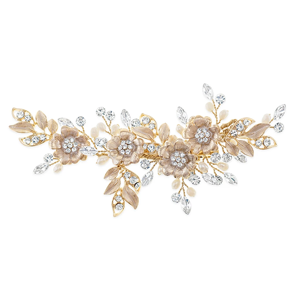 Bridal Gold Flower Pearl Hair Clip 152433
