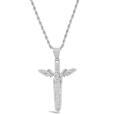 Fashion Cubic Zirconia Wing Sword Necklace