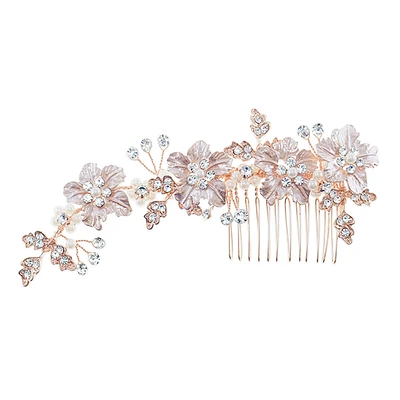Bridal Rosegold Crystal Hair Comb 146849