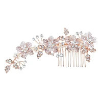 Bridal Rosegold Crystal Hair Comb 146849