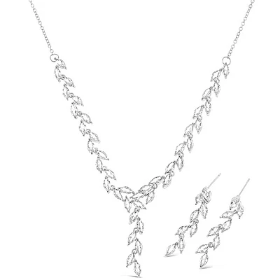 Bridal Silver Cubic Zirconia Necklace & Earrings Set