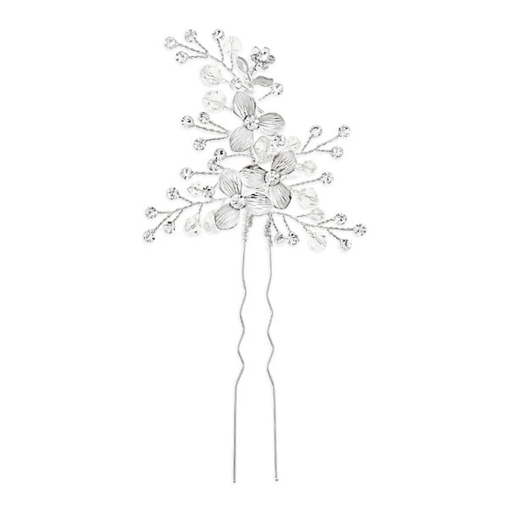 Bridal Silver Flower Hair Stick 125976