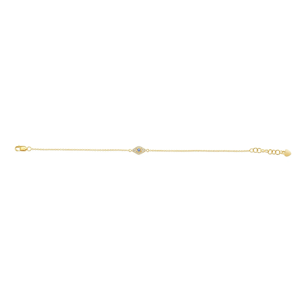 Gold Plated Sterling Silver Cubic Zirconia Evil Eye Bracelet