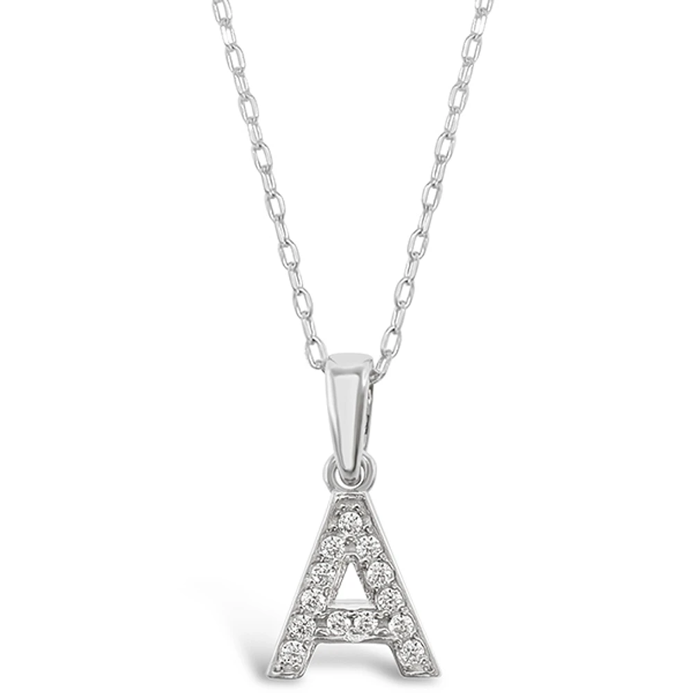 Sterling Silver Cubic Zirconia Initial A Necklace 135917