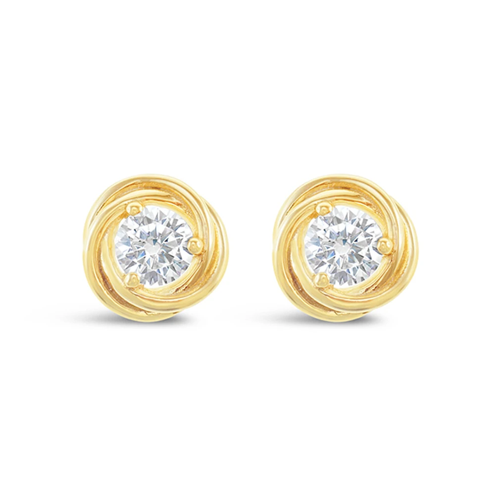 Gold Plated Sterling Silver Twist Cubic Zirconia Earrings 153086