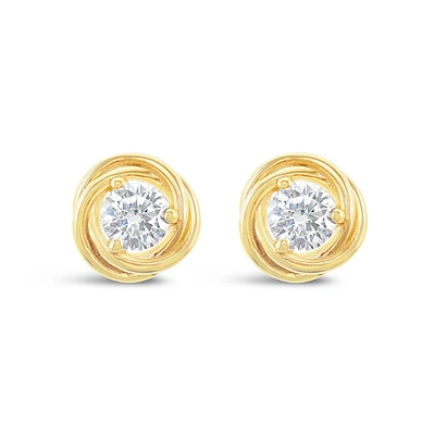 Gold Plated Sterling Silver Twist Cubic Zirconia Earrings 153086