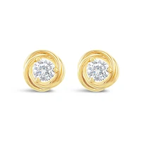 Gold Plated Sterling Silver Twist Cubic Zirconia Earrings 153086